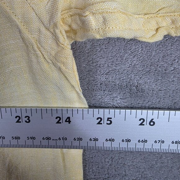 Mens Roundtree & Yorke Yellow 100% Linen Shirt Button Up Short Sleeve Size L - Picture 5 of 7